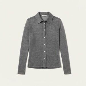 Alexa Chung Metallic Grey Collar Button Down Top